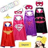 Sepco Superhero Costumes Girl Cape and Mask with Glow Bracelets and HeadBand