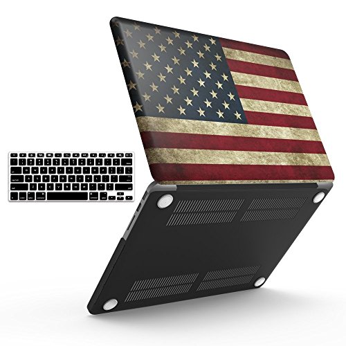iBenzer Basic Soft-Touch Series Plastic Hard Case & Keyboard Cover for Apple Old Macbook Pro 13-inch 13â€ with Retina Display A1425/1502 (US Flag)