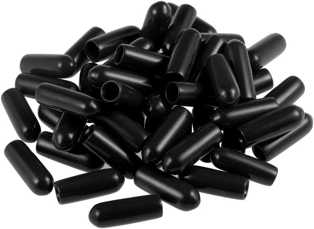 MACHSWON 50pcs Rubber End Caps 3.5mm ID, Vinyl Round End Cap Cover Screw Thread Protectors Tube Bolt Cap for protection of Screws Tubes Cables Wires, etc