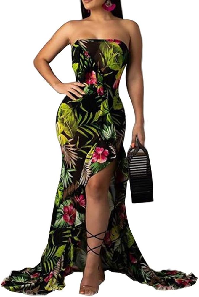 mesh floral maxi dress