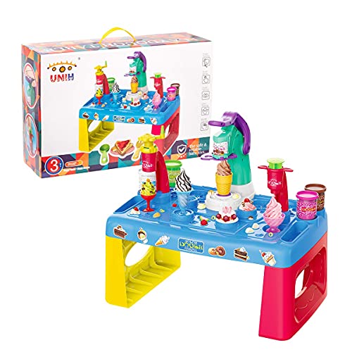 UNIH Playdough Sets for Toddlers, Playdough Table with Dough Kit and