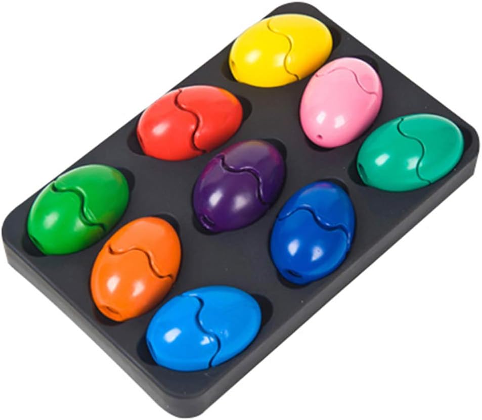 9 Colours Washable Eggs Shaped PalmGrip Crayons, Crayons Toy for Toddlers Kids Children Amazon