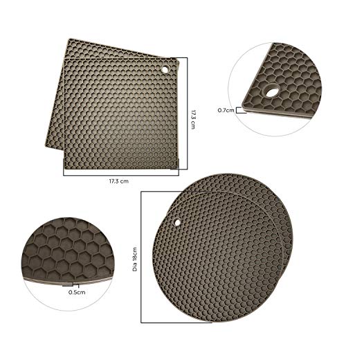 image for KITCHENATICS Premium Silicone Trivet Mats: 4 Multi-purpose Pot Holder,