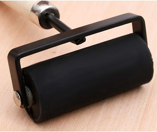 Harilla Gummi-Brayer-Rolle 6cm - Bastelwalze Mit Holzgriff Für Druckprojekte