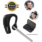 Bluetooth Headset, Hands Free Wireless Bluetooth In-Ear Earpiece Earbuds Noise Reduction Earphones Lightweight Headphones with Mic for Smarphone + Plastic Carrying Case