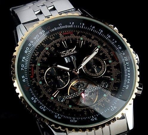gear 2015 New luxury gold stainless steel auto mechanics a man wrist watch