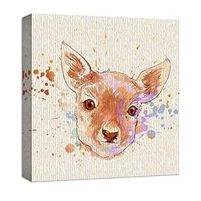 Canvas Wall Art Cute Abstract Animals Painting Artwork for Home Prints Framed - 12x12 inches