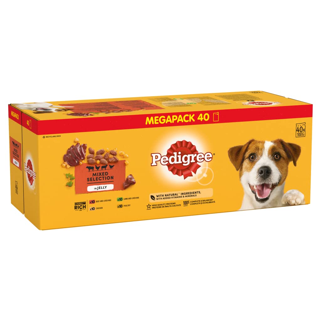Pedigree Wet Dog Food for Adult Dogs 1+, Mixed Selection in Jelly, 40 x 100 g