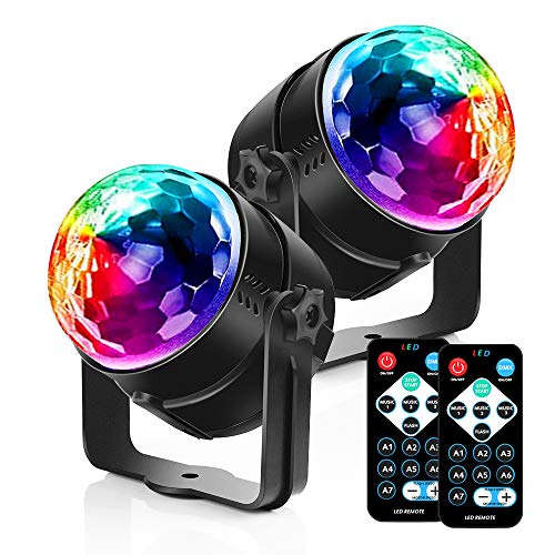 Disco Lights Disco Ball Party Lights Sound Activated, Karrong RGB Strobe Lights DJ Light Rotating Mirror Ball Lighting Effect for Kids Halloween Xmas Birthday Disco Parties Dance Karaoke Decoration