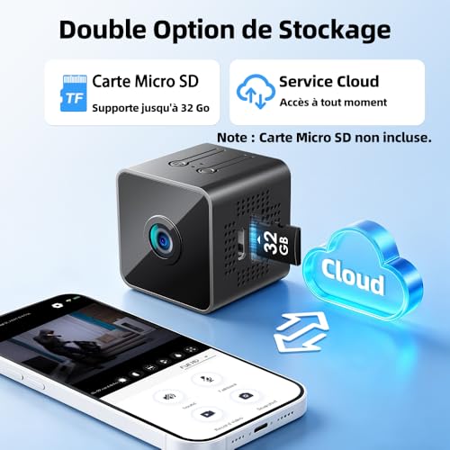 Mini WiFi Spy Camera 1080P Full HD Discreet Indoor Surveillance Camera with Motion Detection and Night Vision, Small Smart Camera for Baby, Home, Office and Car, Black