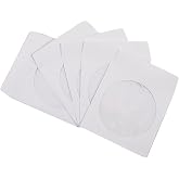 100 Pack Maxtek Premium Thick White Paper CD DVD Sleeves Envelope with Window Cut Out and Flap, 100g