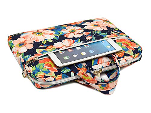 Canvaslove Blue Adenium Obesum Pattern 15 inch Waterproof Laptop Shoulder Messenger Bag Case With Rebound Bubble Protection for 14 inch-15.6 inch laptop Macbook Pro 15 Case Bag - Thumbnail 2
