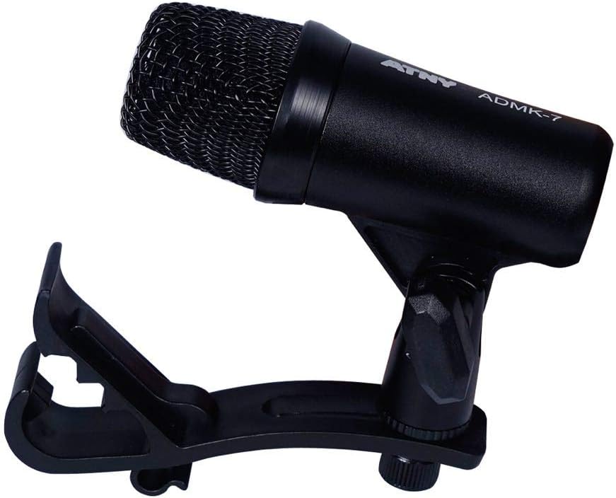 ATNY ADMK7 Supercardioid Dynamic Instrument Microphone - Pro 7-Piece Wired Dynamic Drum Mic Kit - Kick Bass, Tom - Snare & Cymbals Microphone Set (7-Piece Wired Dynamic Drum Mic Kit, Black): Home Audio & Theater