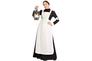 Kinrui Women's Florence Nightingale Costume Great War Nurse Dress with Apron Hat Arm Band Outfits Halloween Cosplay Costumes