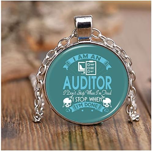 DLAWNECK Gift for Auditor Necklace Nickel, I Am an Auditor Necklaces
