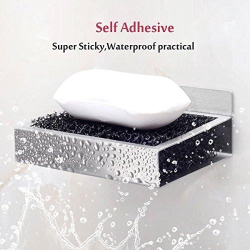 image for LuckIn  Self Adhesive Soap Dish Stainless steel Soap Holder Wall Mount