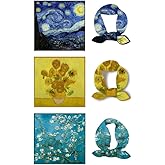 Women's Van Gogh Oil Painting Square Scarf Fashion Literary Imitation Silk HairBand