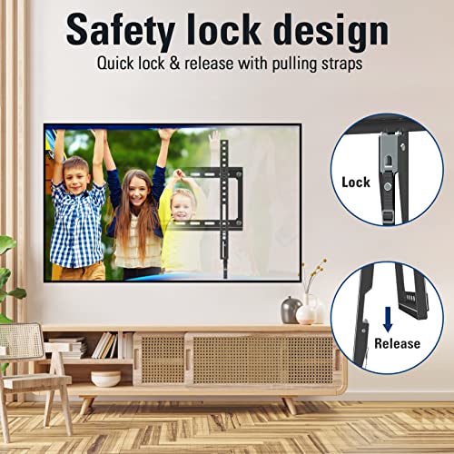 Mounting Dream Fixed TV Wall Bracket Mount Ultra Slim for Most 26-60 inch TVs up to VESA 400x400mm and 45.5 KG, Flat to wall Low Profile TV Bracket MD2361-K-02