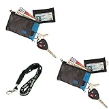 Chums Surfshort Minimalist Outdoor, Lightweight, Sports Keychain EDC ID Wallet | 2pk Bundle + Lanyard, Blue
