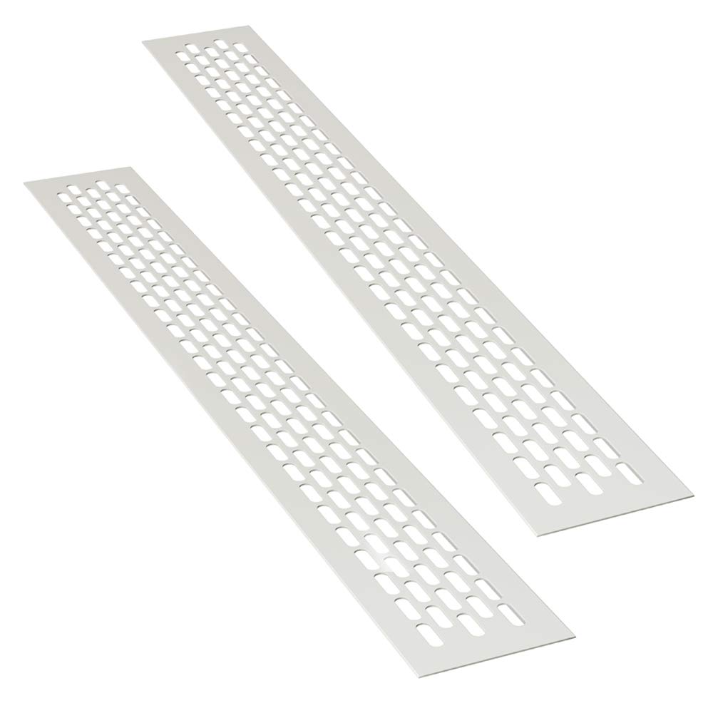 sossai® Aluminum - Air Ventilation Grille Cover - Alucratis (2 Pieces) | Rectangular | Vent | Dimensions: 48 x 6 cm | Color: White