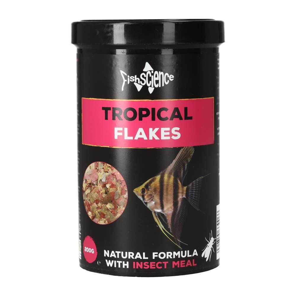 FishScience Tropical Flakes 200g (1000ml) | High Protein 47% Complete Diet with Spirulina, Chlorella, Garlic & Omega-3 – Colour Enhancing, Immune Supporting, Clean-Water Formula
