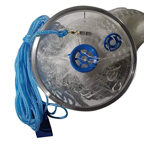 Chenway Fishing Cast Net with Aluminum/Steel Frisbee Fishing Cast Net 8ft Easy Throw, Freshwater Fishing Cast Ne, Good Helper for The Fisherman (Aluminum Frisbee)