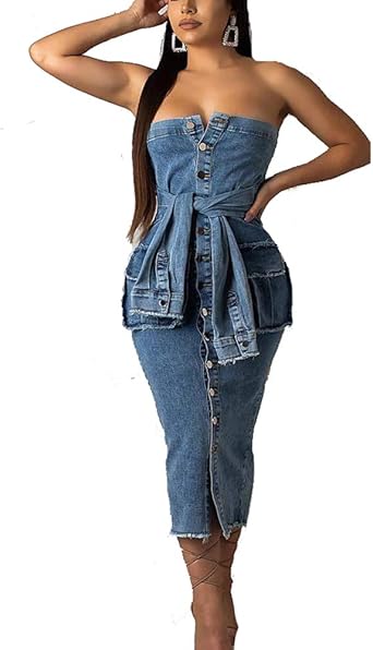 denim midi bodycon dress