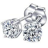Womens Sterling Silver Cubic Zirconia Round Cut Rhinestone Stud Earrings Roseate Jewelry