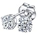 Womens Sterling Silver Cubic Zirconia Round Cut Rhinestone Stud Earrings Roseate Jewelry