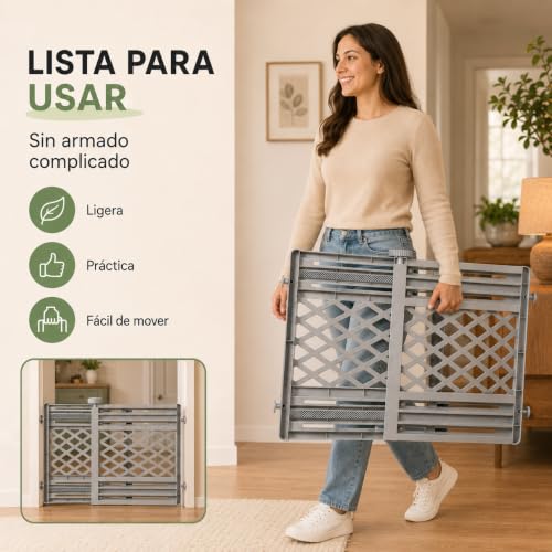 IJHFNL Puerta para Perro Plegable 65-106cm，Puertas para Perros Interior，Material Grueso, Ajustable, no Requiere perforación, Adecuado para Chihuahuas, Schnauzers Miniatura y carlinos. (Gris)
