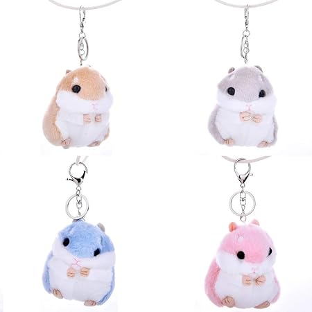 Amazon Cheeseandu かわいいハムスターぬいぐるみキーチェーン ぬいぐるみ動物人形キーホルダー ぬいぐるみ漫画動物チャームペンダント キーリング 女の子 女性 バッグ 電話 ペンダント 子供 友達 誕生日ギフト 4個セット ぬいぐるみ おもちゃ