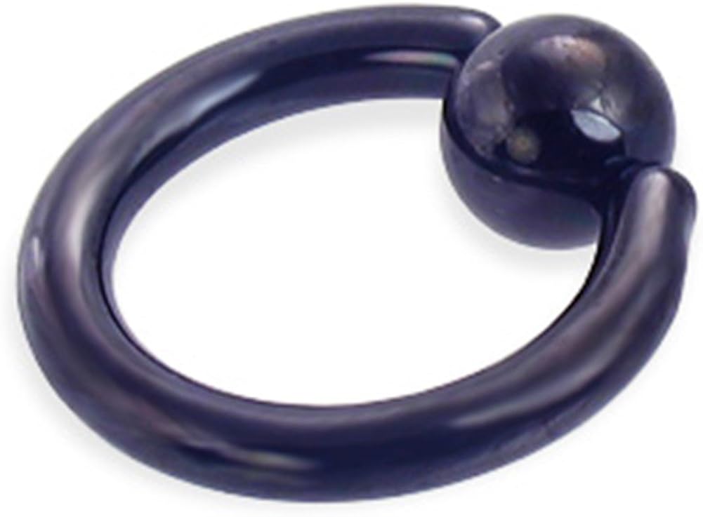 MsPiercing Black Captive Bead Ring, 10 Ga, 7/8 " (22Mm) With 9/32" (7Mm