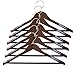B&C Home Goods Wooden Coat & Suit Hangers - Extra Wide Shoulder Wood Clothes Hangers with Velvet Bar | Premium Garment & Pants Storage Set of 6
