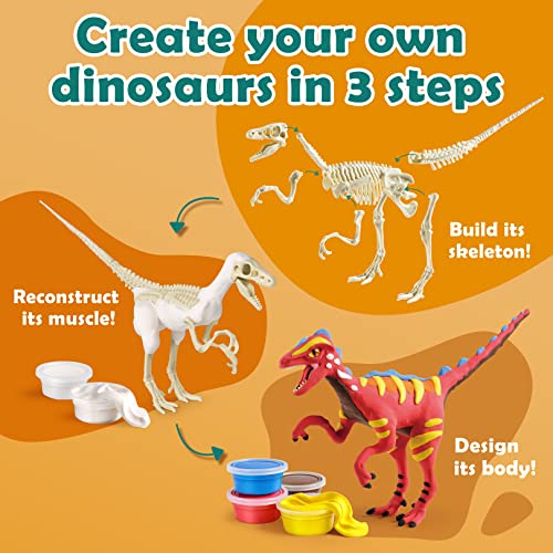 Drama Air Dry Clay Dinosaur Craft Kit for Kids, Build and Design