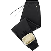 Purthet Mens Winter Pants Sherpa Fleece Lined Sweatpants Thermal Joggers with Zipper Pockets for Outdoor, Snow Sports