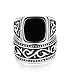 FINREZIO 2Pcs Stainless Steel Rings for Men Vintage Biker Signet & Band Ring Set Size 7-15