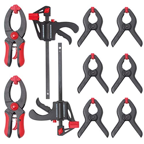 Hi-Spec 10 Piece Mini Quick Clamp Set Including 2 x Bar Clamps with Spreader, 2x Quick Releasing Ratchet Clamps & 6 x Spring Clamps