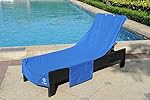Perfect Chaise Lounge Towel Cover with Storage Pockets (Blue)