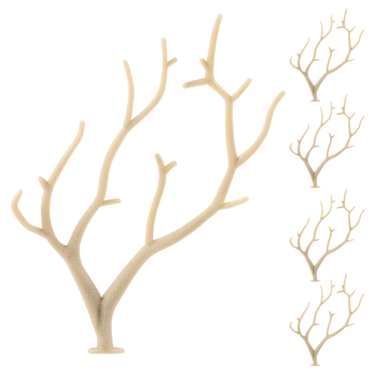 View 1 of 10pcs Vase Filling Branches, 5in Mini Craft Antlers Faux Twig Branch Antler Branches for Vase Artificial Dried Tree Branche Headband Artificial Dried Tree Branch Plastic (Beige)