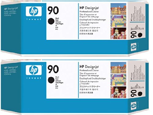 (2-PACK) OEM HP 90 Black Printhead and Printhead Cleaner, P/N: C5054A