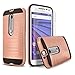 Droid Maxx 2 Case, 2-Piece Style Hybrid Shockproof Hard Case Cover + Circle(TM) Stylus Touch Screen Pen And Screen Protector-Rose Gold