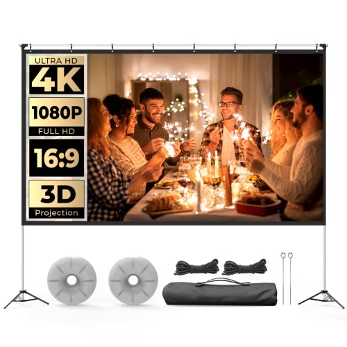 thumbnail image 2 of 100 Inch Portable Projector Screen With Stand - 16:9 HD 4K Foldable Movie Screen For Outdoor Indoor 2 of 10