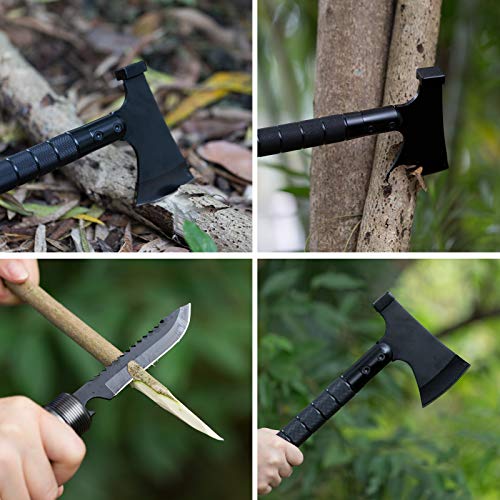 COCD Folding Camping Axe Survival Tomahawk Portable Multi-Tool  Kit Tactical Hatchet with Sheath for Outdoor Hiking Hunting Field