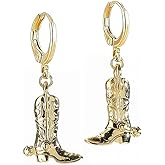 MOEPAPA Gold Cowgirl Boot Hat Earrings Dallas Cowgboy Dangle Drop Western Style Silver Earrings for women