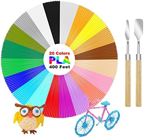 3D Pen Filament Refills(20 Colors, 16 Feet Each) - keepooman 3D Printing Pen Filament 1.75mm Total 320 Feet with 2 Free Spatula for MYNT3D, PACKGOUT, Soyan, DeWang, Scribbler 3D Doodler Pen