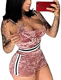 Akmipoem Women's Velvet Two Piece Set Crop Top and Short Pants Club Wear