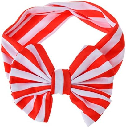 Staryy Baby Girl Big Striped Bow Elastic Hairband (red)