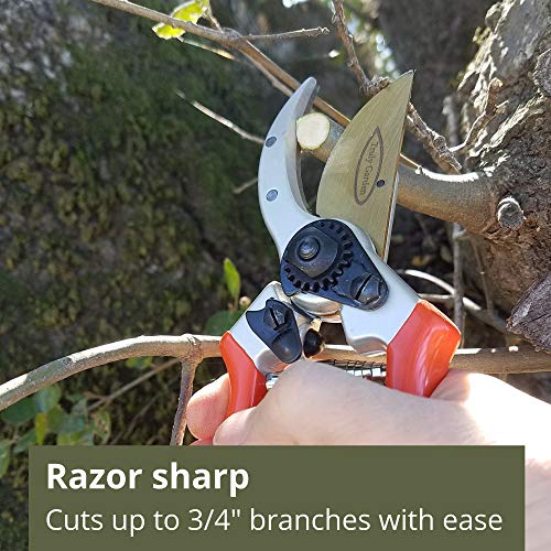 Hand Pruners with Leather Sheath. These 8.5" Bypass Pruning Shears have