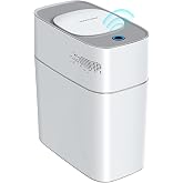 JOYBOS Bathroom Trash Can with Lid Automatic Garbage Can, 3 Gallon Slim Electric Waterproof Narrow Small Garbage Bin,Plastic Trash Bin, 14 L Motion Sensor Rubbish Can for Bedroom Office Toilet