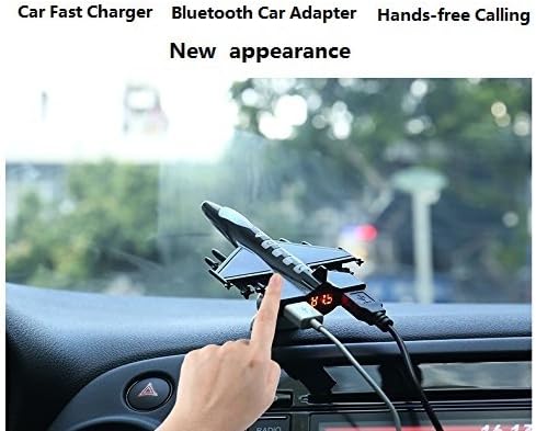 IVLWE Car Charger FM Transmitter Bluetooth Car Kit Model Plane A2DP Bluetooth Receiver MP3 player with USB Car Charger AUX Input HD Digital Display TF Card Slot (Black)